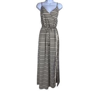 Greylin Striped Fringe Faux‎ Wrap Maxi Dress Women's XS Bohemian Preppy Resort